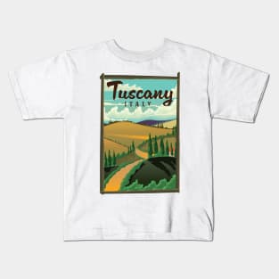 Tuscany Italy travel poster Kids T-Shirt